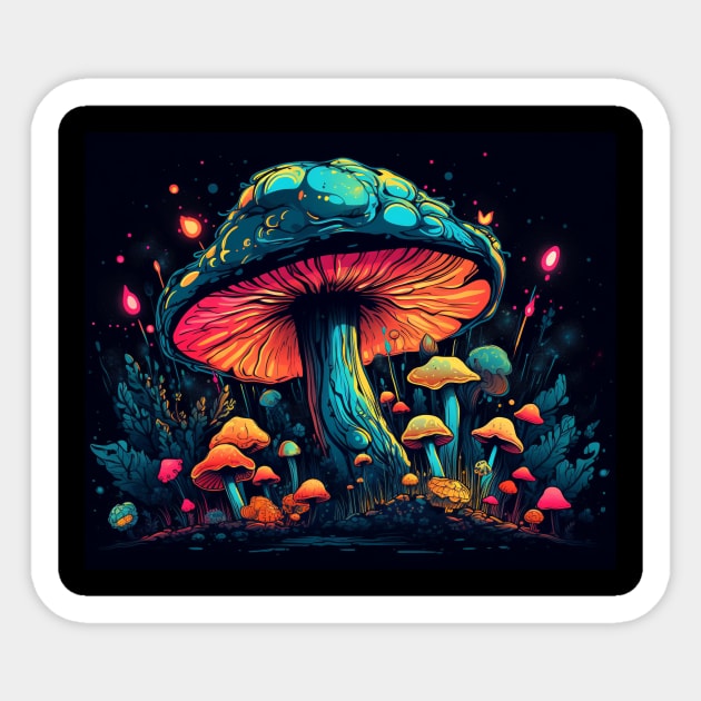 Mystic Mushroom Melodies Tee Sticker by yambuto